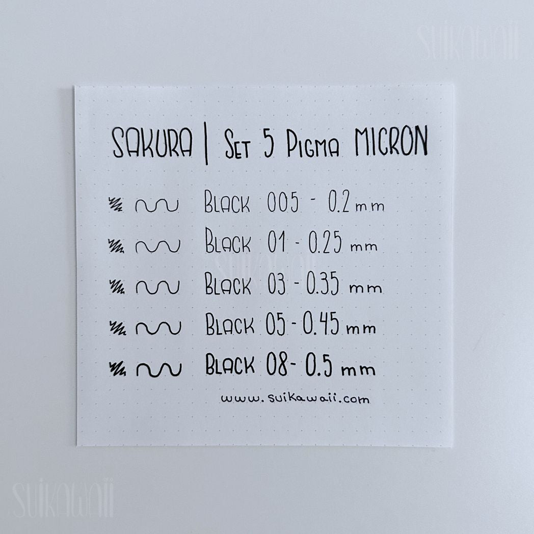 SAKURA | Set 5 Rotuladores Pigma MICRON Ed. Japón – Suikawaii